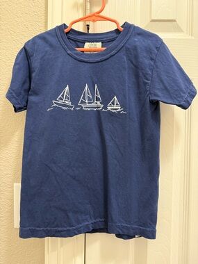 Comfort Colors Blue Short Sleeve Tee with White Sailboat Line Art
